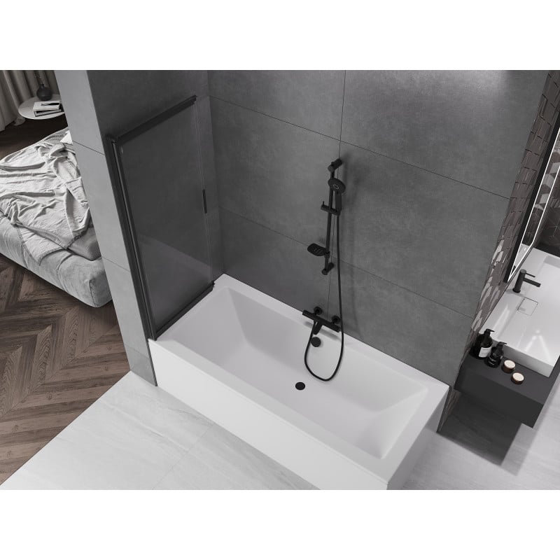 Mexen Fox Duschabtrennung 2-flügelig verschiebbar 120 x 150 cm, transparent, schwarz - 891-120-002-70-00