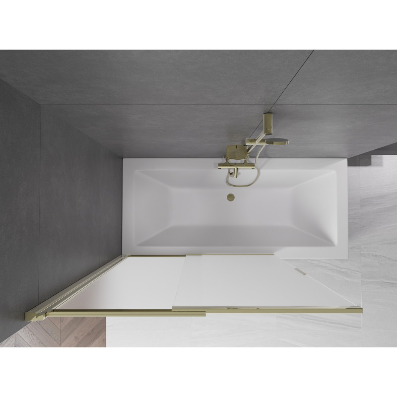 Mexen Fox zweiflügelige verschiebbare Badewannenabtrennung 120 x 150 cm, matt, gold - 891-120-002-50-30