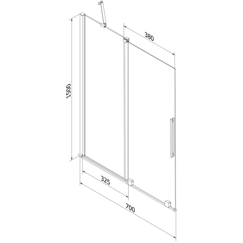 Mexen Velar zweiflügelige Badewannenabtrennung, verschiebbar, 70 x 150 cm, transparent, Chrom - 896-070-000-01-01