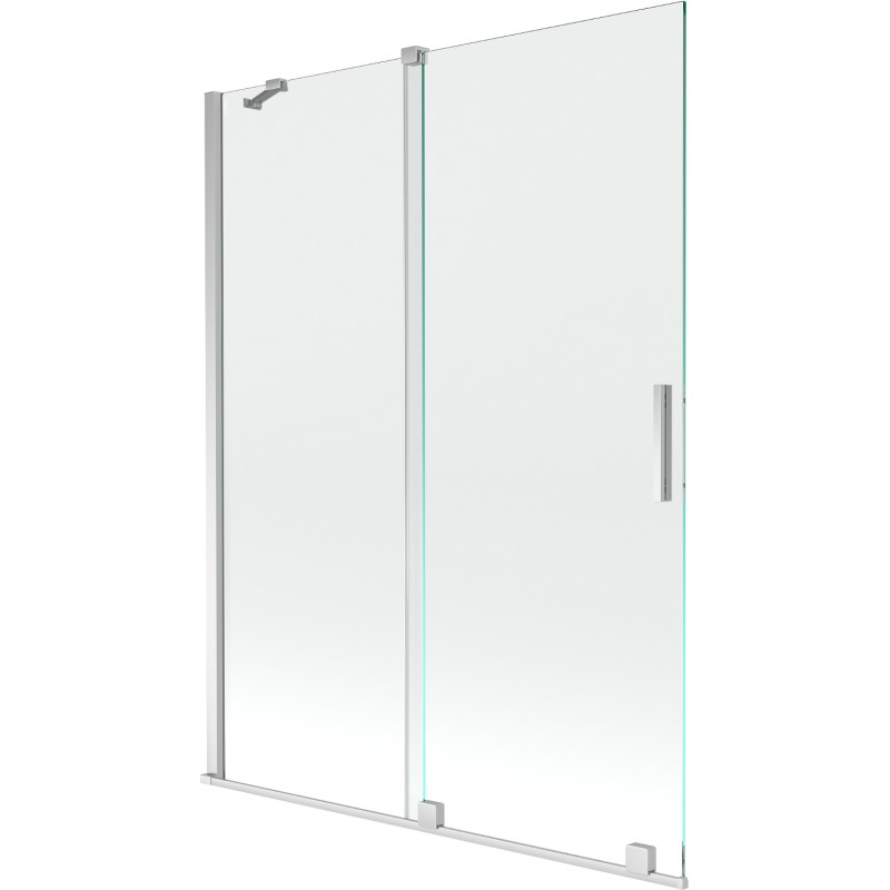 Mexen Velar 2-flügelige, verschiebbare Badewannenabtrennung 130 x 150 cm, transparent, Chrom - 896-130-000-01-01
