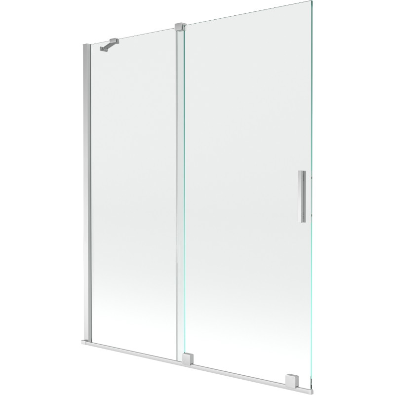 Mexen Velar zweiflügelige Badewannenabtrennung, verschiebbar, 140 x 150 cm, transparent, Chrom - 896-140-000-01-01