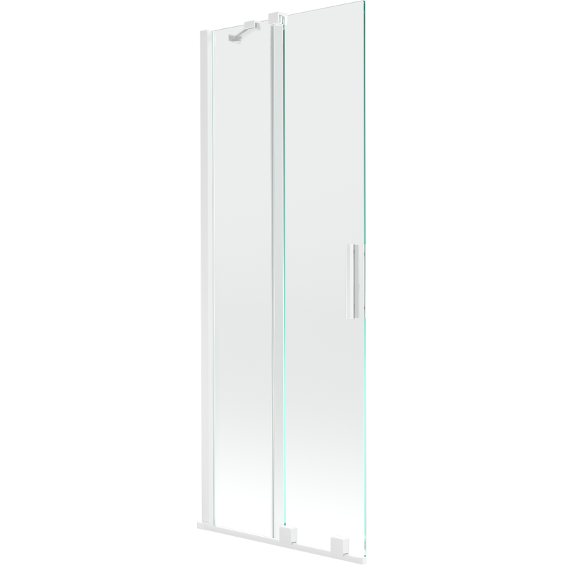 Mexen Velar Duschabtrennung für die Badewanne, 2-flügelig, verschiebbar 75 x 150 cm, transparent, weiß - 896-075-000-01-20