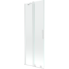 Mexen Velar Duschabtrennung für die Badewanne, 2-flügelig, verschiebbar 75 x 150 cm, transparent, weiß - 896-075-000-01-20
