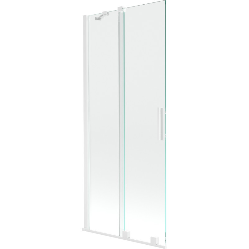 Mexen Velar 2-flügelige, verschiebbare Badewannenabtrennung 80 x 150 cm, transparent, weiß - 896-080-000-01-20