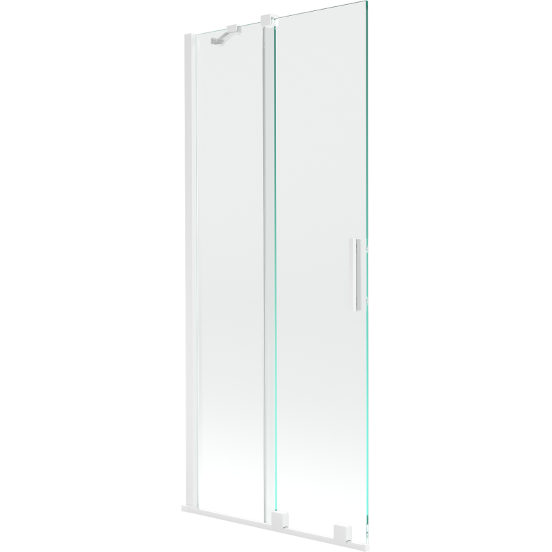 Mexen Velar, 2-flügelige Duschwand, verschiebbar, 85 x 150 cm, transparent, weiß - 896-085-000-01-20