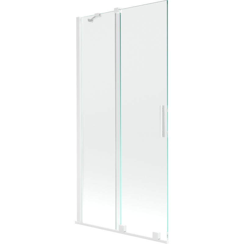 Mexen Velar Badewannenabtrennung 2-flügelig verschiebbar 90 x 150 cm, transparent, weiß - 896-090-000-01-20