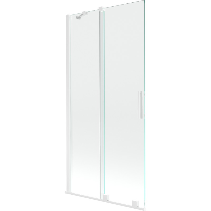 Mexen Velar zweiflügeliger, verschiebbarer Badewannenaufsatz 90 x 150 cm, transparent, weiß - 896-090-000-01-20