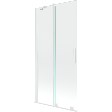 Mexen Velar Badewannenabtrennung 2-flügelig verschiebbar 90 x 150 cm, transparent, weiß - 896-090-000-01-20