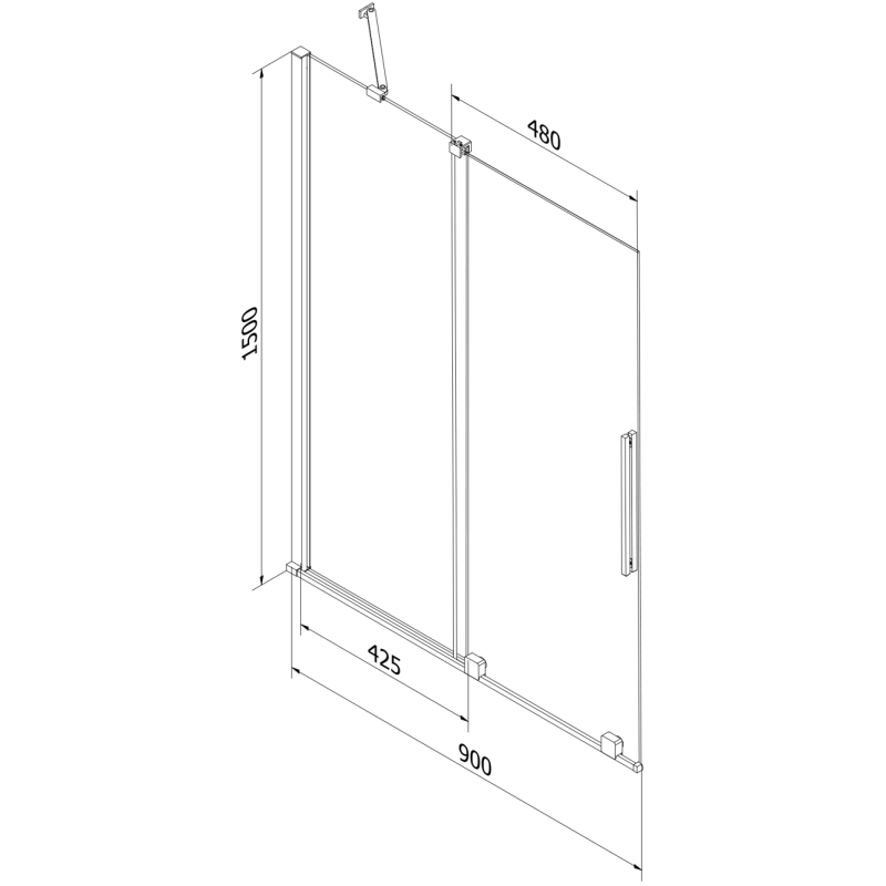Mexen Velar Badewannenabtrennung 2-flügelig verschiebbar 90 x 150 cm, transparent, weiß - 896-090-000-01-20