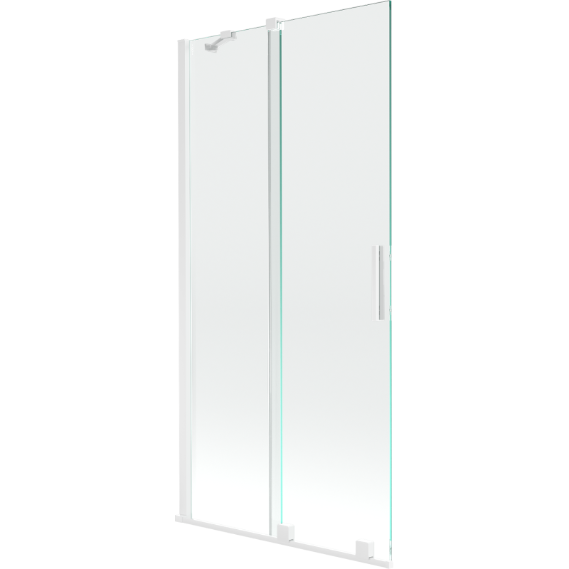 Mexen Velar zweiteilige Badewannenabtrennung zum Schieben 95 x 150 cm, transparent, weiß - 896-095-000-01-20