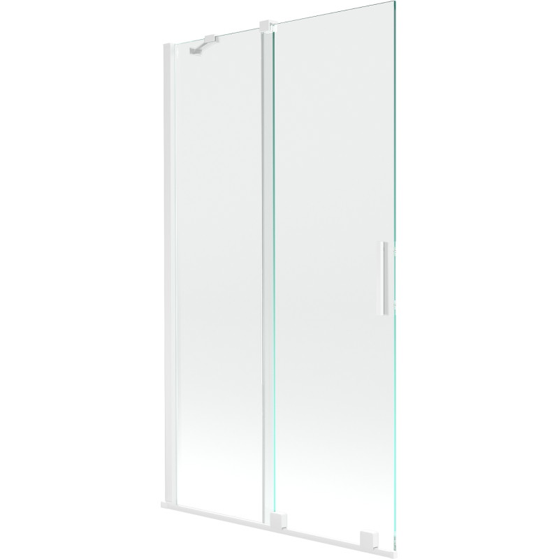 Mexen Velar 2-flügelige, ausziehbare Badewannenwand 100 x 150 cm, transparent, weiß - 896-100-000-01-20