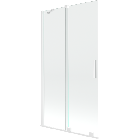 Mexen Velar 2-flügelige, ausziehbare Badewannenwand 100 x 150 cm, transparent, weiß - 896-100-000-01-20