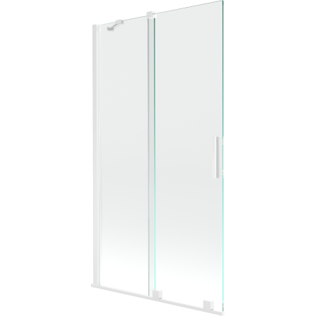 Mexen Velar 2-flügelige, verschiebbare Badewannenabtrennung 100 x 150 cm, transparent, weiß - 896-100-000-01-20