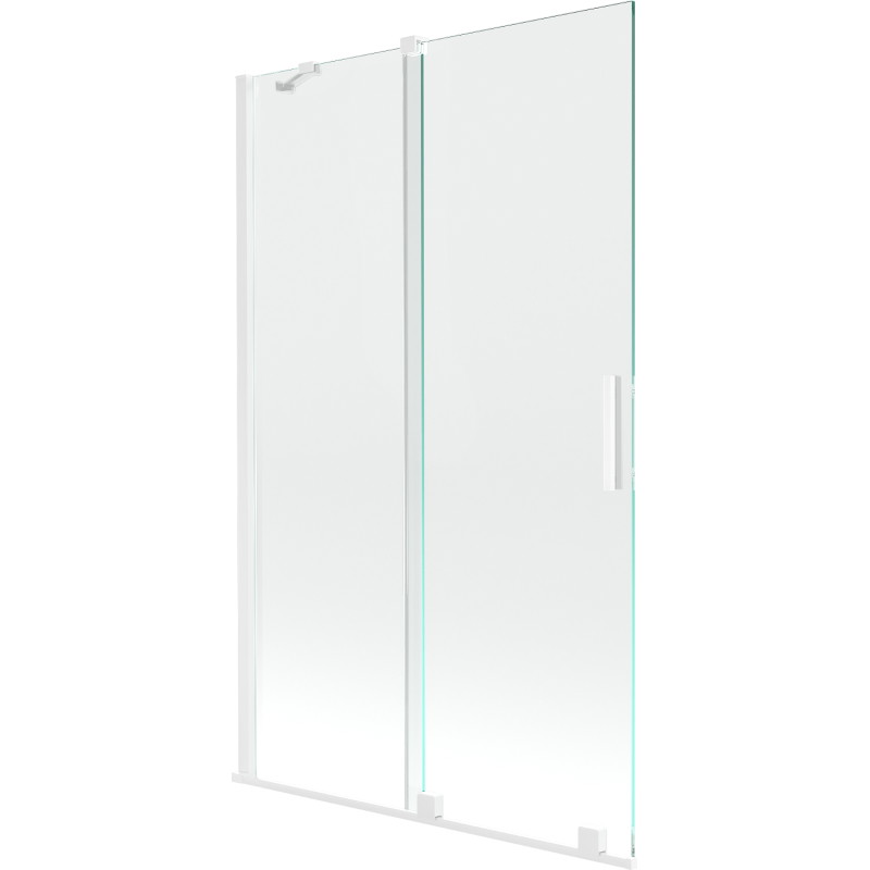 Mexen Velar 2-flügelige, verschiebbare Badewannenabtrennung 110 x 150 cm, transparent, weiß - 896-110-000-01-20