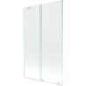 Mexen Velar zweiflügelige, verschiebbare Badewannenabtrennung 110 x 150 cm, transparent, weiß - 896-110-000-01-20