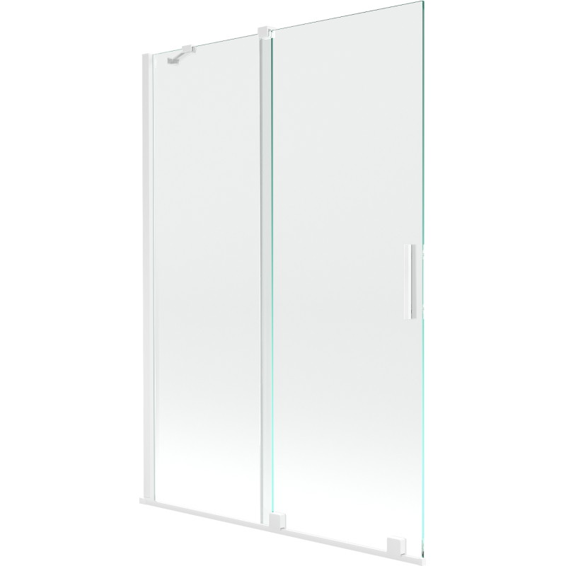 Mexen Velar 2-flügelige Schwenkbadewannenabtrennung 120 x 150 cm, transparent, weiß - 896-120-000-01-20