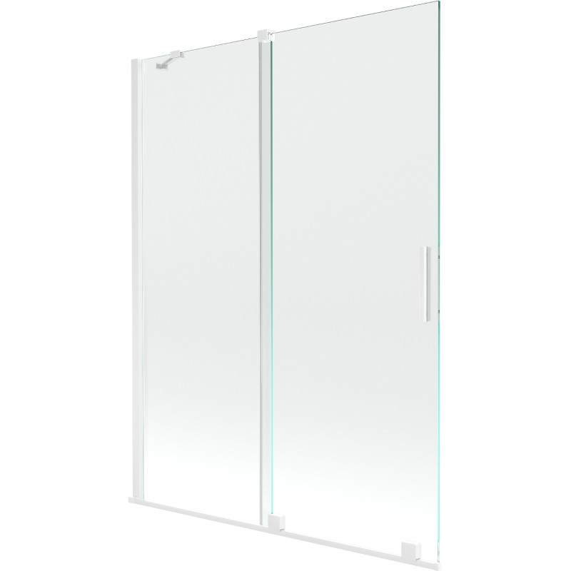 Mexen Velar zweiflügelige, verschiebbare Badewannenabtrennung 130 x 150 cm, transparent, weiß - 896-130-000-01-20