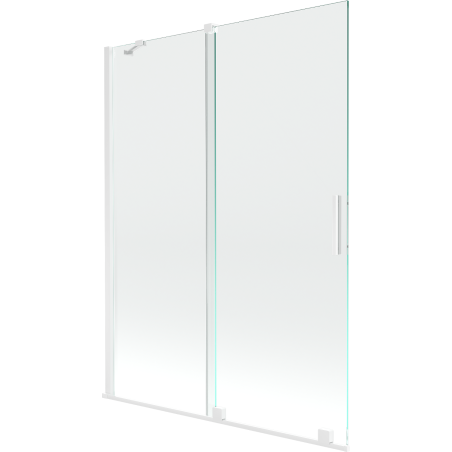 Mexen Velar zweiflügeliger, verschiebbarer Badewannenaufsatz 130 x 150 cm, transparent, weiß - 896-130-000-01-20