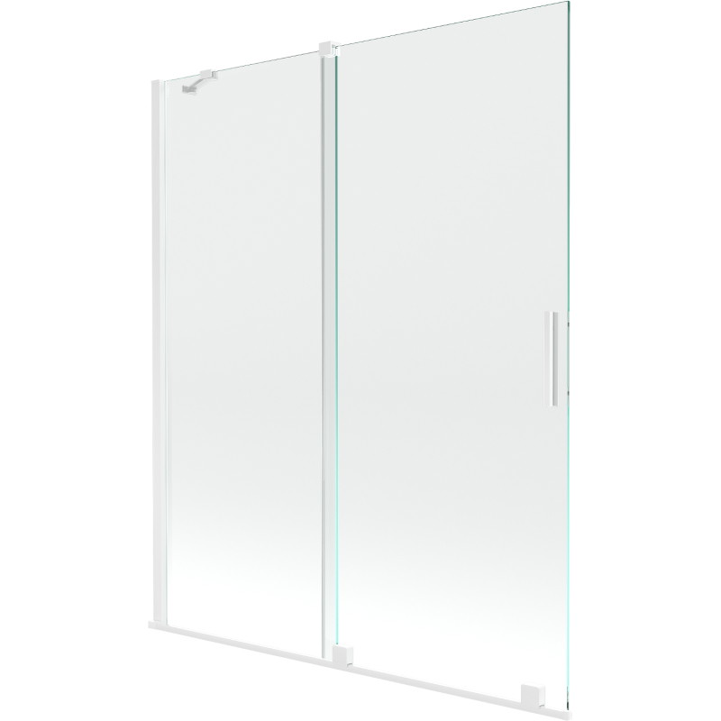Mexen Velar zweiflügelige, verschiebbare Badewannenabtrennung 140 x 150 cm, transparent, weiß - 896-140-000-01-20