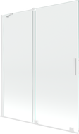 Mexen Velar Wannenspritzschutz, 2-flügelig, verschiebbar, 140 x 150 cm, transparent, weiß - 896-140-000-01-20