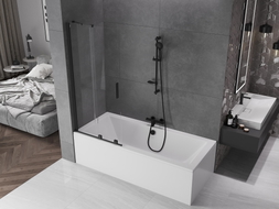 Mexen Velar Duschabtrennung 2-flügelig verschiebbar 85 x 150 cm, transparent, schwarz - 896-085-000-01-70