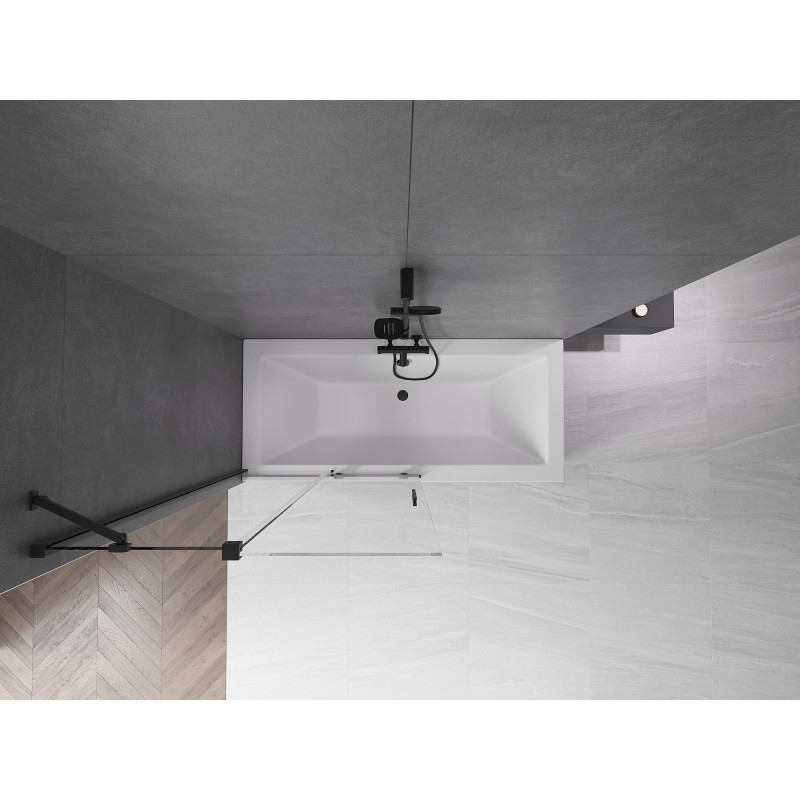 Mexen Velar 2-flügelige, verschiebbare Badewannenabtrennung 100 x 150 cm, transparent, schwarz - 896-100-000-01-70