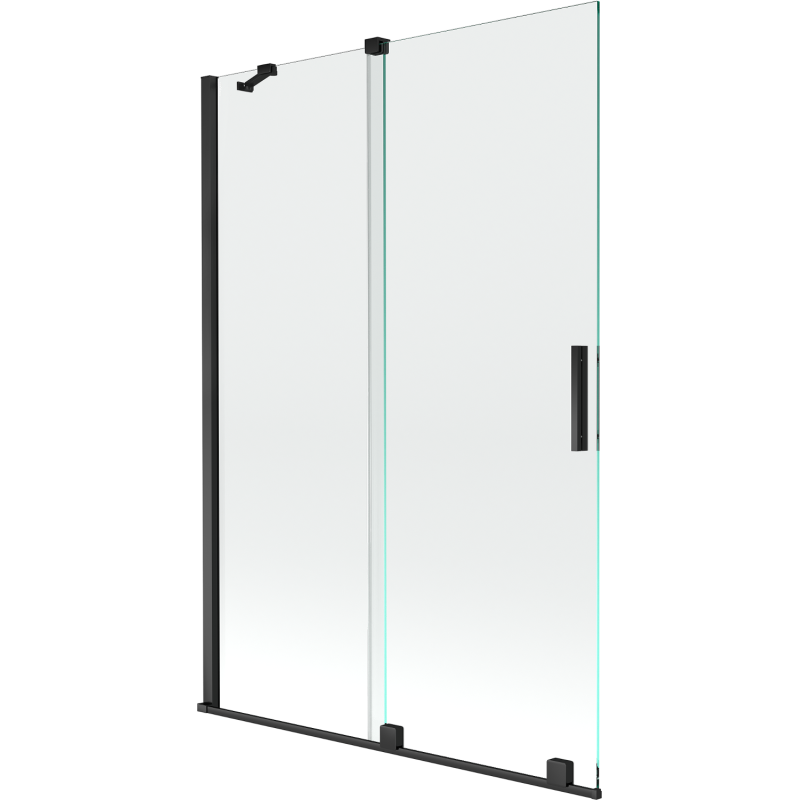 Mexen Velar Badewannenabtrennung 2-flügelig verschiebbar 120 x 150 cm, transparent, schwarz - 896-120-000-01-70