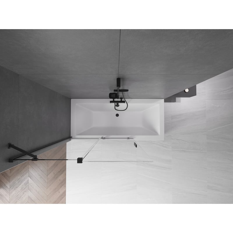 Mexen Velar Badewannenabtrennung 2-flügelig verschiebbar 120 x 150 cm, transparent, schwarz - 896-120-000-01-70