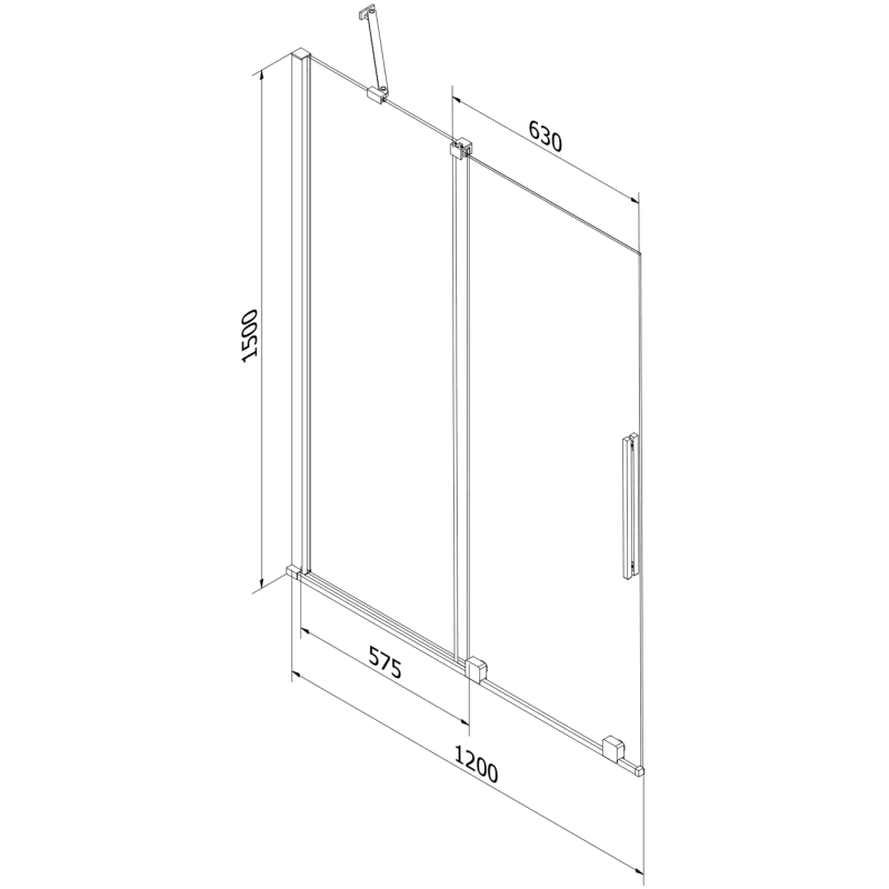 Mexen Velar Badewannenabtrennung 2-flügelig verschiebbar 120 x 150 cm, transparent, schwarz - 896-120-000-01-70
