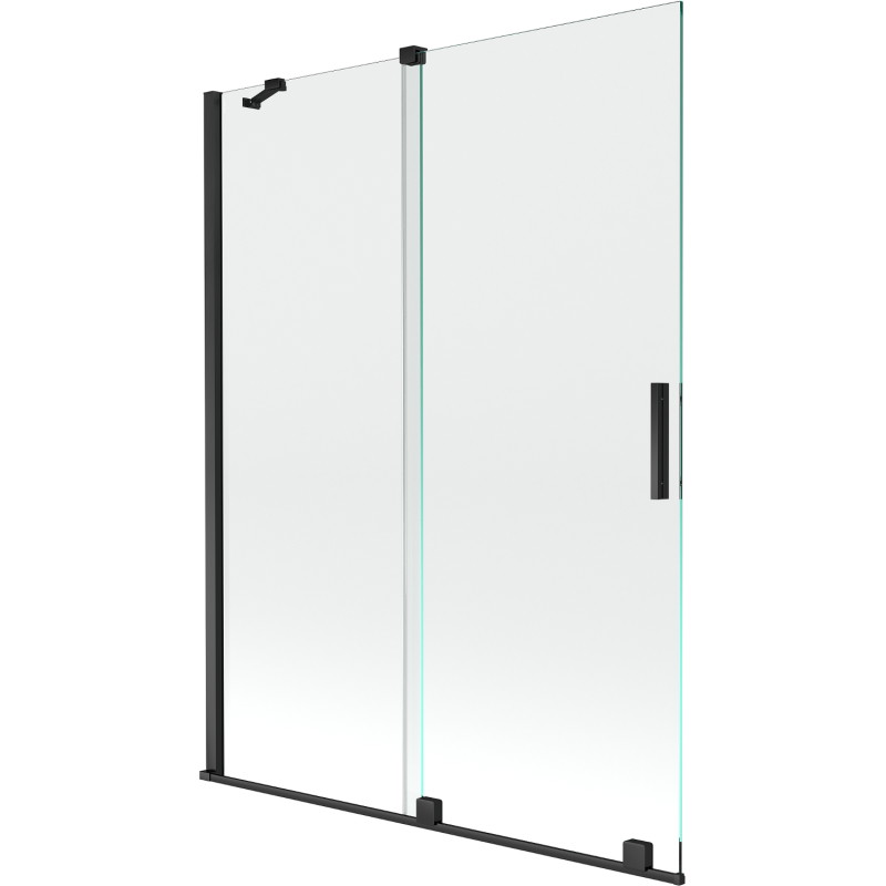 Mexen Velar 2-flügelige, verschiebbare Badewannenabtrennung 130 x 150 cm, transparent, schwarz - 896-130-000-01-70