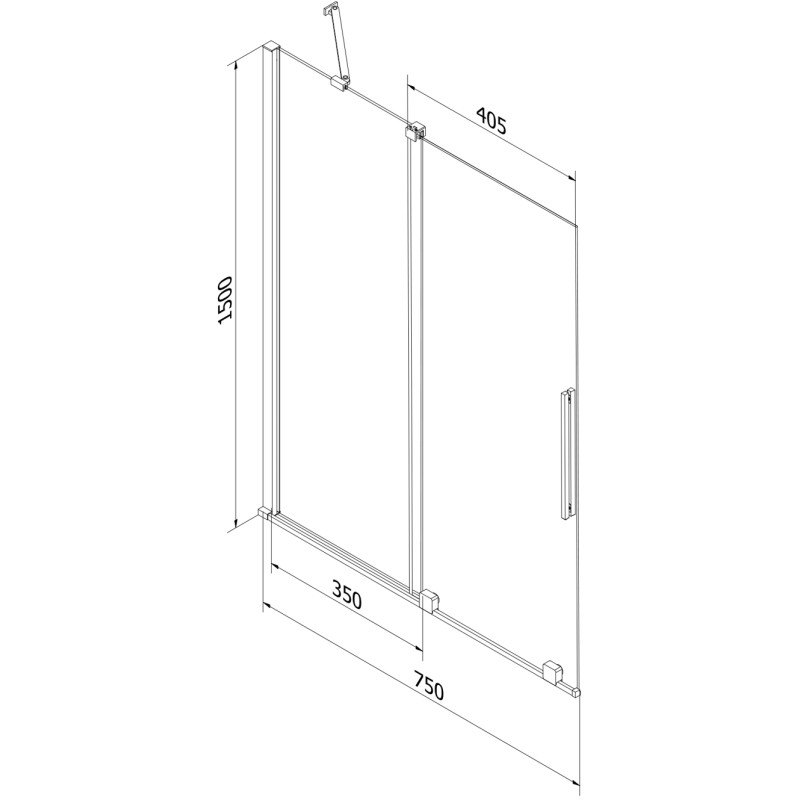 Mexen Velar zweiflügelige, verschiebbare Badewannenabtrennung 75 x 150 cm, transparent, golden - 896-075-000-01-50