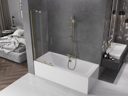 Mexen Velar Duschabtrennung 2-flügelig verschiebbar 75 x 150 cm, transparent, golden - 896-075-000-01-50