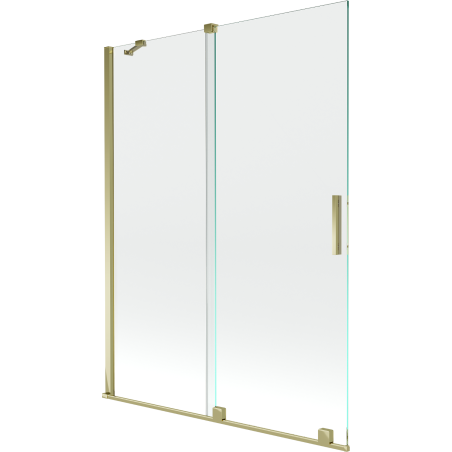 Mexen Velar zweiteilige, verschiebbare Badewannenabtrennung 130 x 150 cm, transparent, gold - 896-130-000-01-50