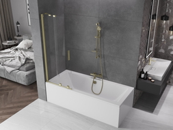 Mexen Velar Duschabtrennung 2-flügelig verschiebbar 70 x 150 cm, transparent, gold gebürstet - 896-070-000-01-55