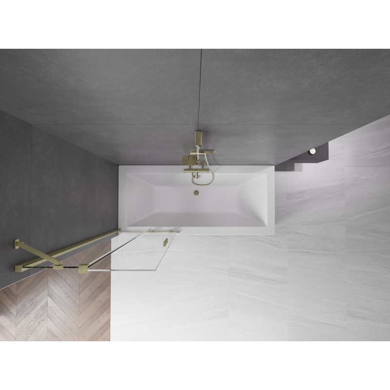 Mexen Velar Duschabtrennung 2-flügelig verschiebbar 70 x 150 cm, transparent, gold gebürstet - 896-070-000-01-55