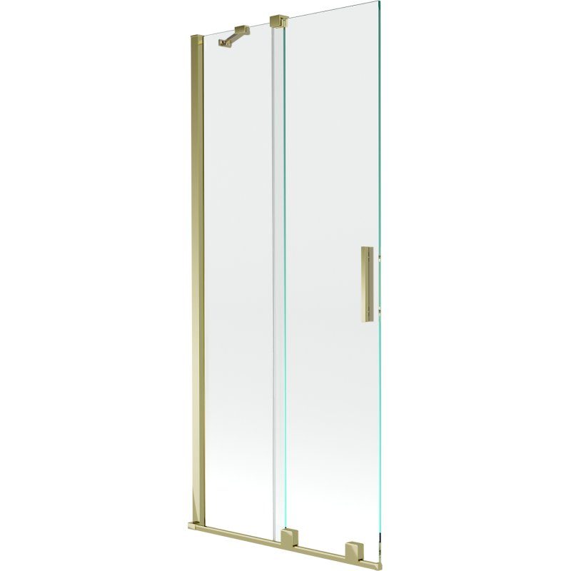 Mexen Velar Duschwand, 2-flügelig, verschiebbar, 80 x 150 cm, transparent, gebürstetes Gold - 896-080-000-01-55