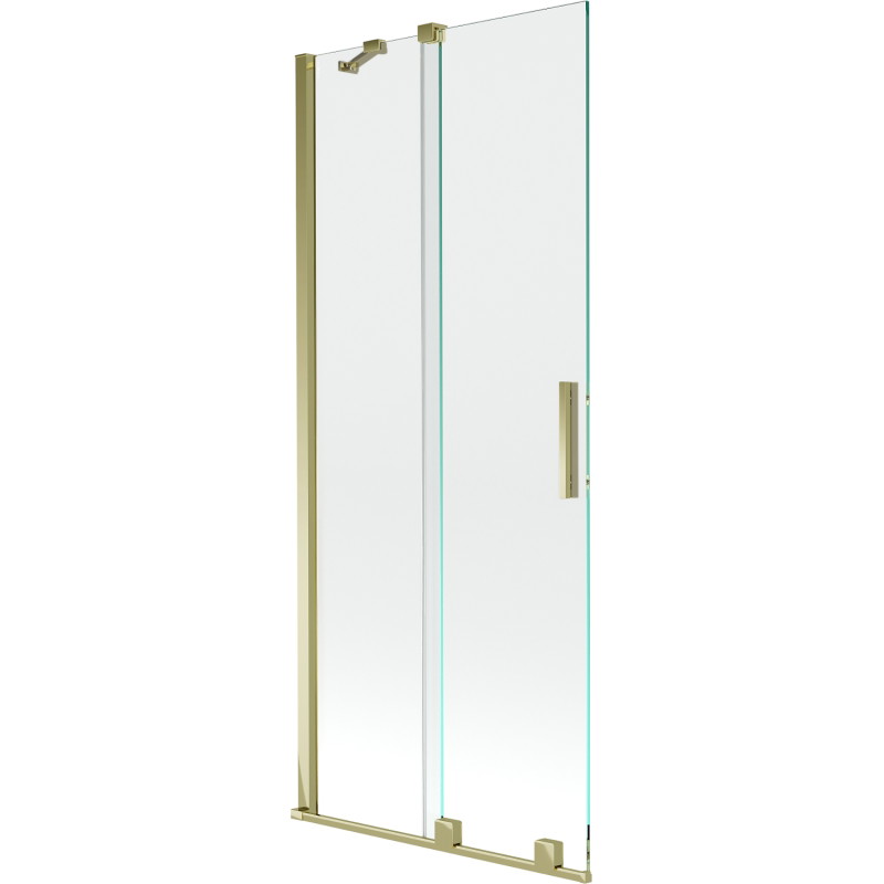 Mexen Velar zweiflügelige, schiebbare Badewannenabtrennung 80 x 150 cm, transparent, gebürstetes Gold - 896-080-000-01-55