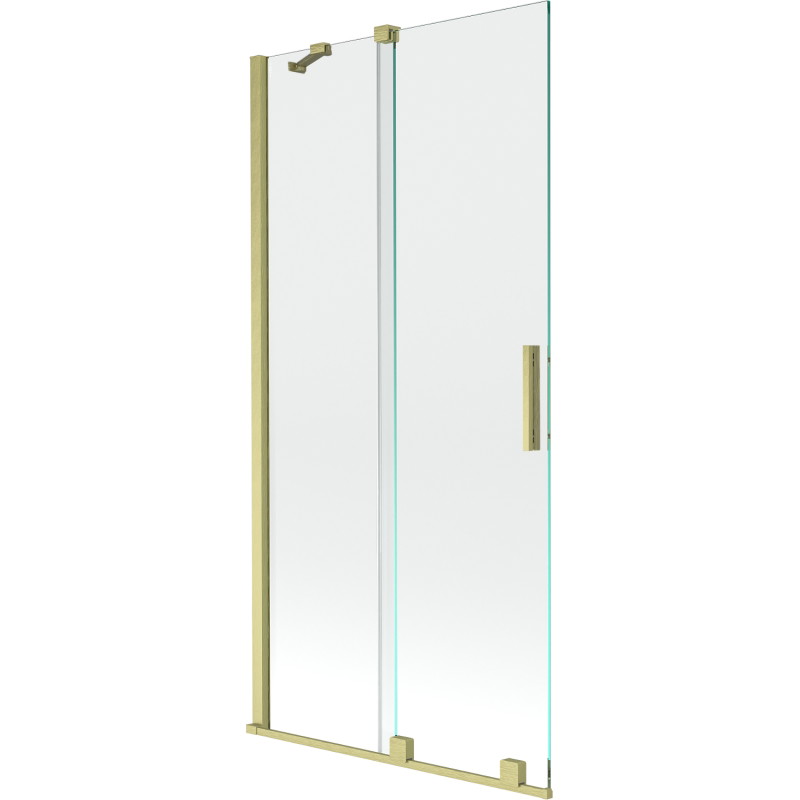 Mexen Velar zweiflügelige Badewannenfaltwand, 90 x 150 cm, transparent, gebürstetes Gold - 896-090-000-01-55