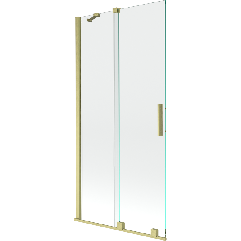 Mexen Velar Badewannenabtrennung 2-flügelig verschiebbar 95 x 150 cm, transparent, gebürstetes Gold - 896-095-000-01-55