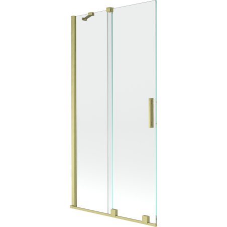 Mexen Velar Badewannenabtrennung 2-flügelig verschiebbar 95 x 150 cm, transparent, gebürstetes Gold - 896-095-000-01-55