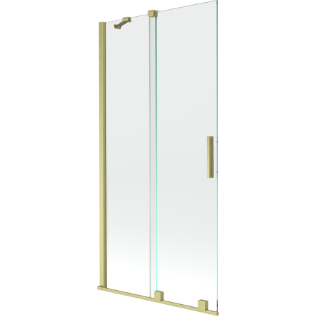 Mexen Velar zweiflügeliger ausziehbarer Badewannenaufsatz 95 x 150 cm, transparent, gebürstetes Gold - 896-095-000-01-55