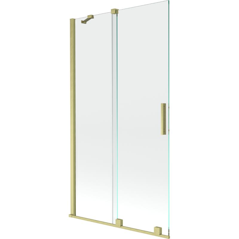 Mexen Velar Badewannenfaltwand 2-flügelig verschiebbar 100 x 150 cm, transparent, gebürstetes Gold - 896-100-000-01-55