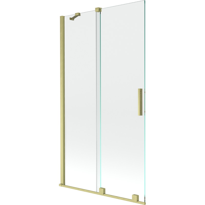 Mexen Velar Zweiteilige verschiebbare Badewannenabtrennung 100 x 150 cm, transparent, gebürstetes Gold - 896-100-000-01-55