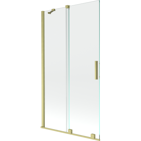 Mexen Velar Zweiteilige verschiebbare Badewannenabtrennung 100 x 150 cm, transparent, gebürstetes Gold - 896-100-000-01-55