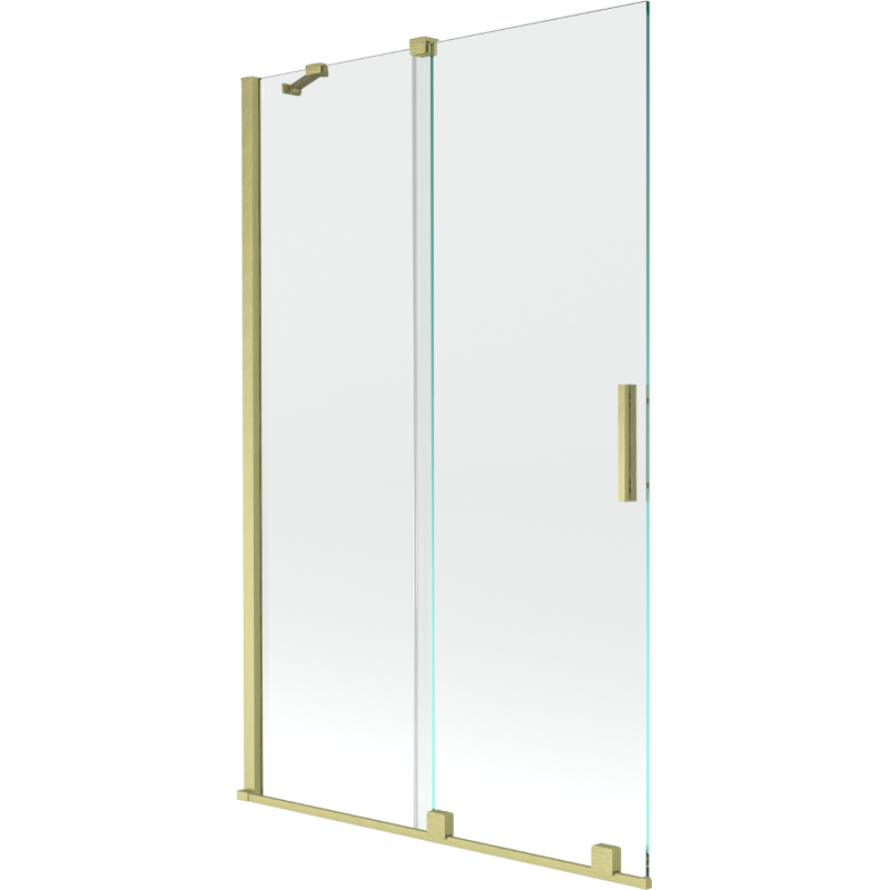 Mexen Velar Badewannenabtrennung 2-flügelig verschiebbar 110 x 150 cm, transparent, gebürstetes Gold - 896-110-000-01-55
