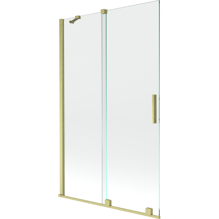 Mexen Velar Badewannenabtrennung 2-flügelig verschiebbar 110 x 150 cm, transparent, gebürstetes Gold - 896-110-000-01-55