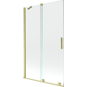 Mexen Velar Badewannenabtrennung 2-flügelig verschiebbar 110 x 150 cm, transparent, gebürstetes Gold - 896-110-000-01-55