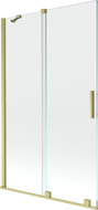 Mexen Velar zweiflügeliger schiebbarer Badewannenaufsatz 110 x 150 cm, transparent, gebürstet gold - 896-110-000-01-55