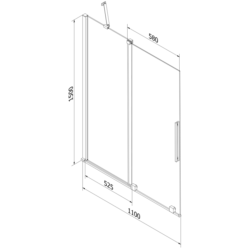 Mexen Velar Badewannenabtrennung 2-flügelig verschiebbar 110 x 150 cm, transparent, gebürstetes Gold - 896-110-000-01-55