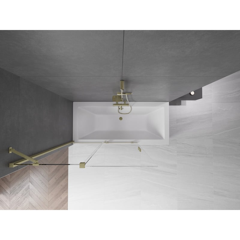 Mexen Velar 2-flügelige, verschiebbare Badewannenfaltwand 120 x 150 cm, transparent, gebürstetes Gold - 896-120-000-01-55